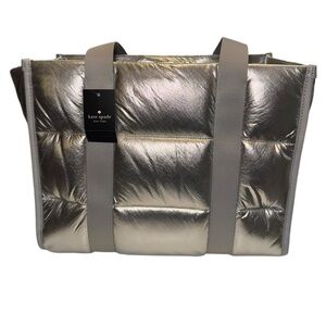 Kate Spade Kip Puffy Large Metallic Silver Puffy Tote